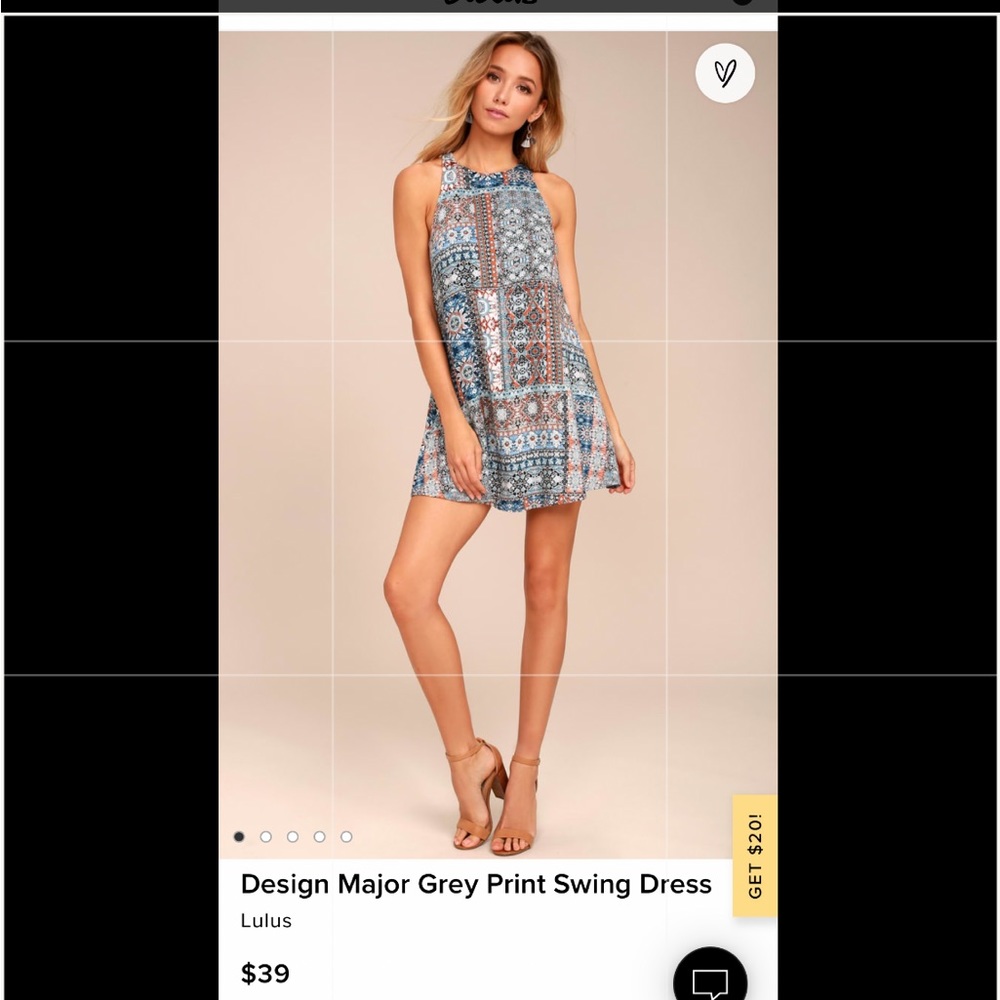 Design Major Grey Print Swing Dress, SMALL